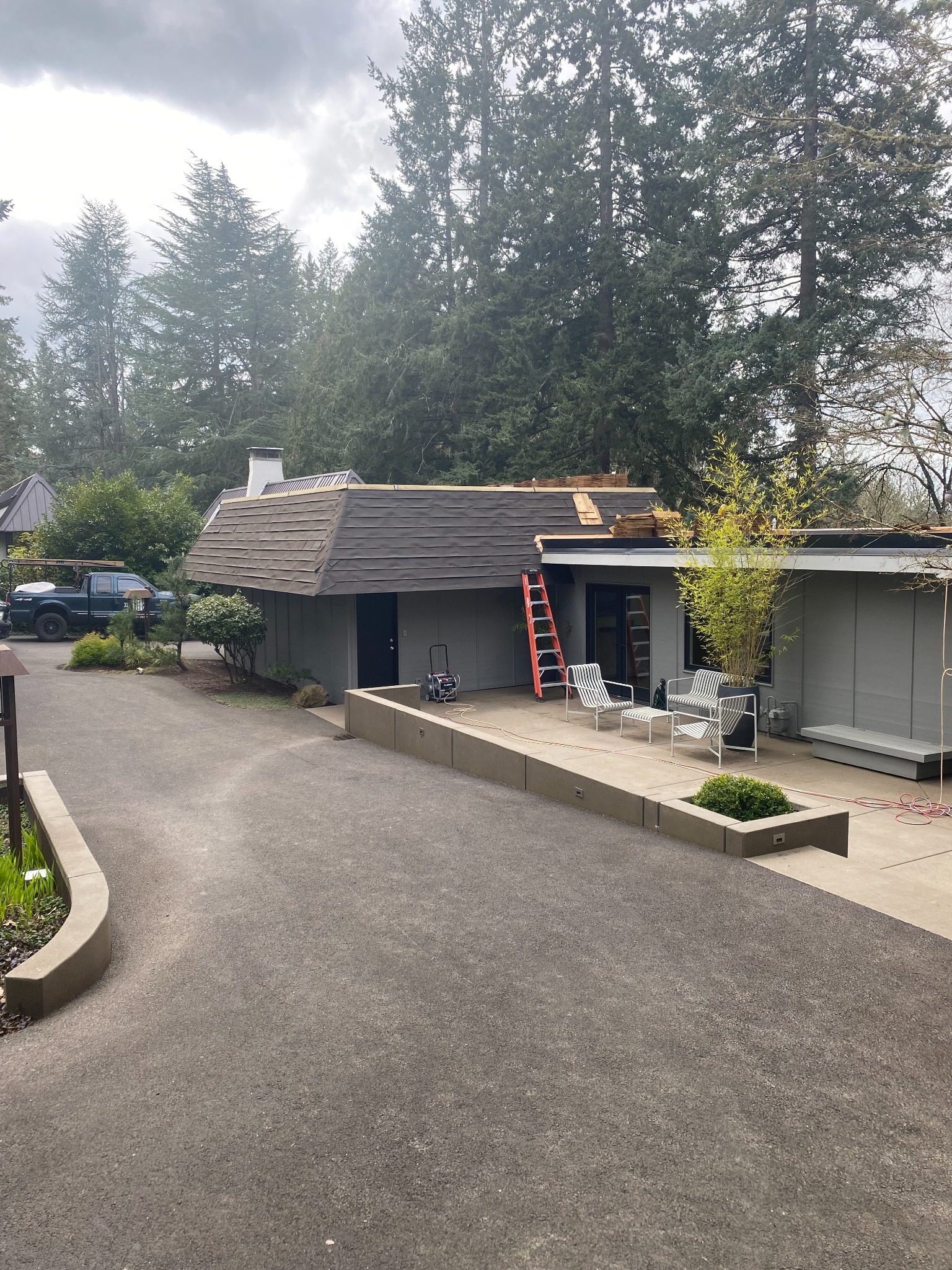 Cedar roofing project in progress
