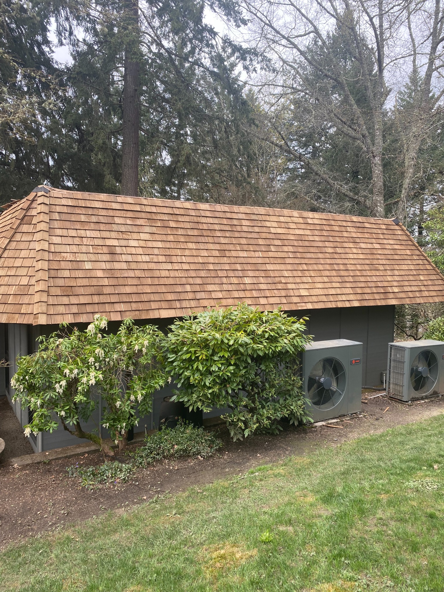 Completed cedar roof by Central Roofing Pro
